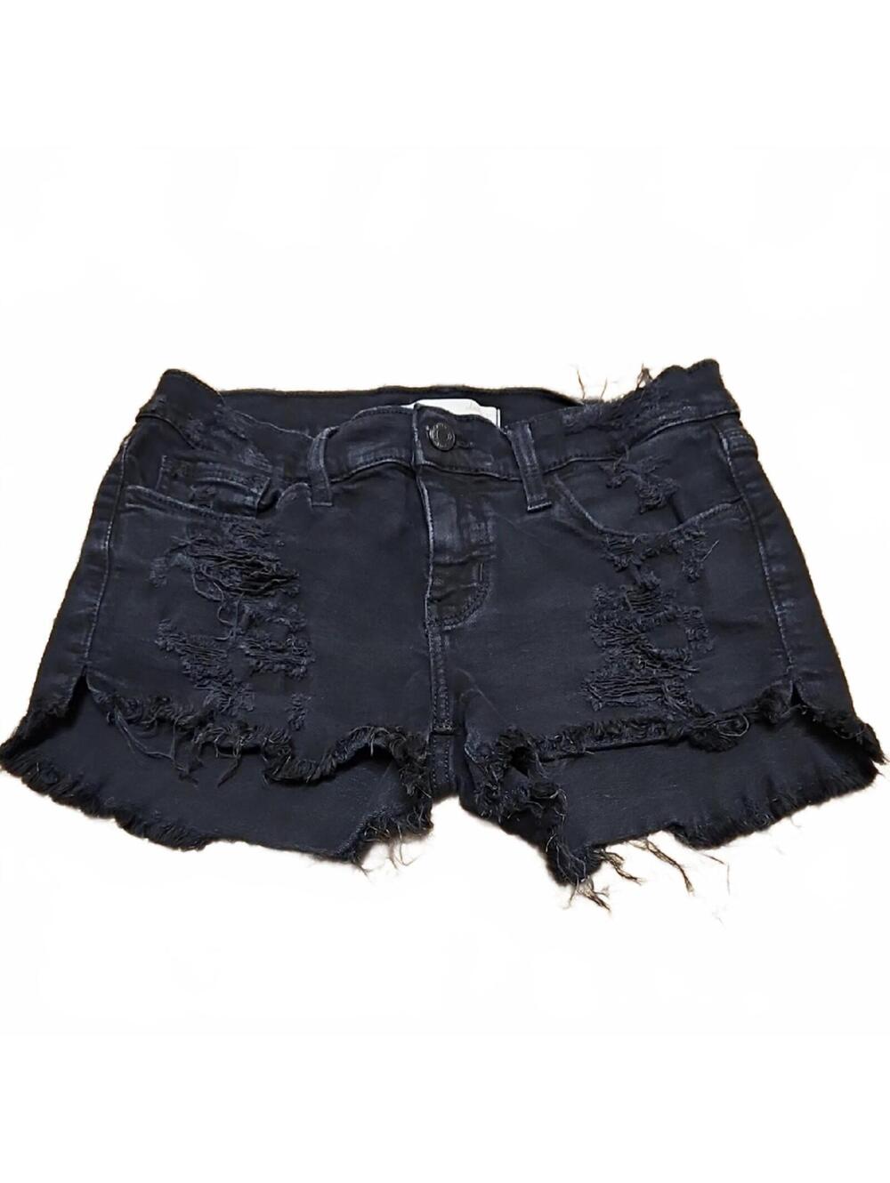 Daytrip | Frayed Black Jean Shorts | 27